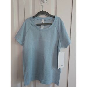 *Sparkly NWT Lululemon Swiftly Tech Short-Sleeve Shirt 2.0 Race  metallic blue 6